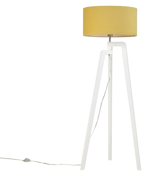 Lampa podłogowa trójnóg biała klosz żółty 50cm - Puros Oswietlenie wewnetrzne