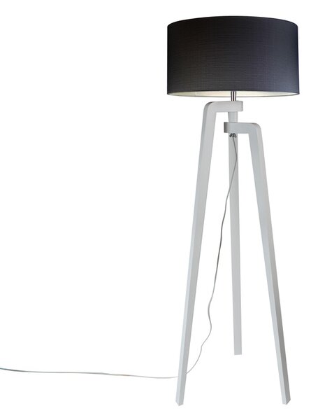 Lampa podłogowa trójnóg biała klosz czarny 50cm - Puros Oswietlenie wewnetrzne