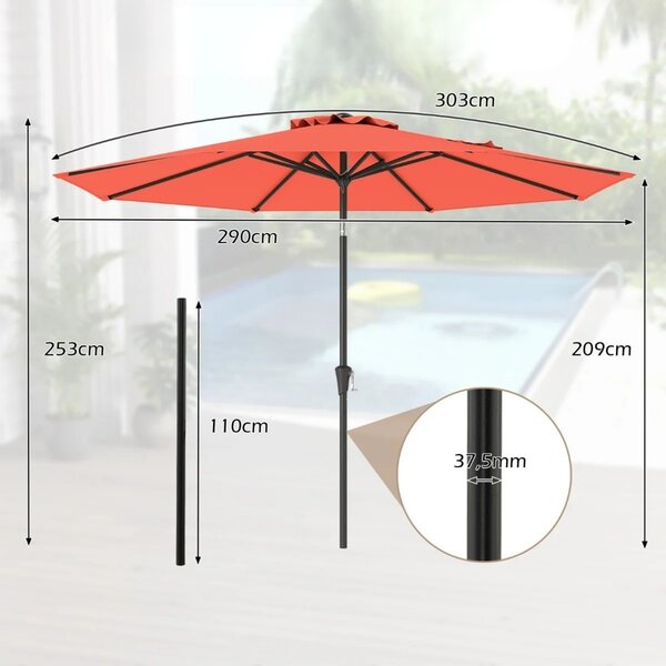 Parasol ogrodowy z korbką 303 cm