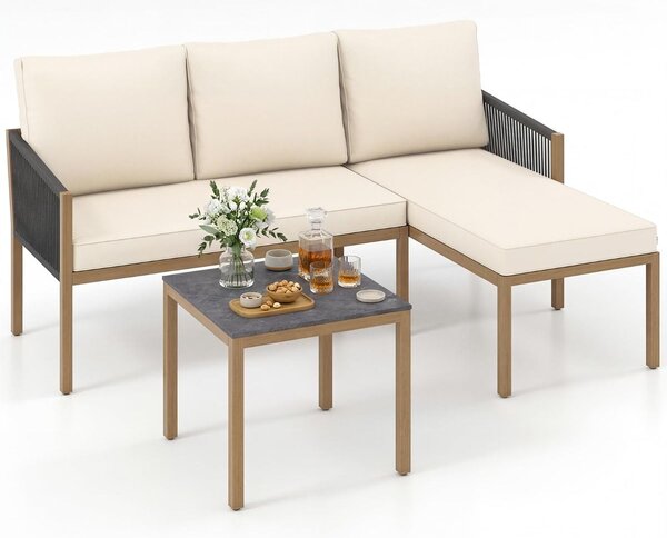 Zestaw mebli ogrodowych - sofa, leżak i stolik kawowy