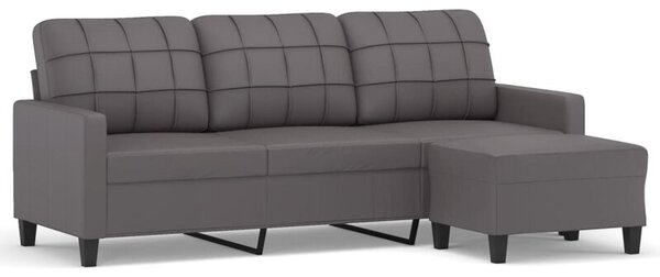 Sofa 3-osobowa z podnÃ³Å¼kiem, szary, 180 cm, sztuczna skÃ³ra