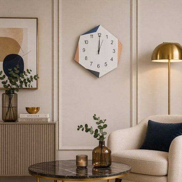 Zegar ścienny glamour lustrzany geometryczny 50x50 cm C-0657