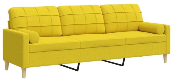 Sofa 3-osobowa z poduszkami, jasnoÅ¼Ã³Åta, 210 cm, obita tkaninÄ
