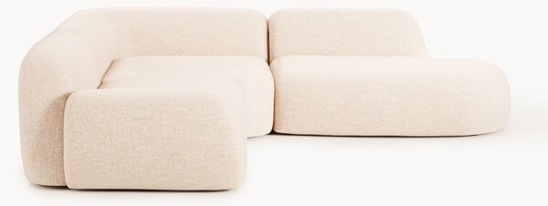 Narożna sofa modułowa Bouclé z szezlongiem Wolke (4-osobowa)