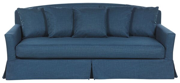 Sofa 3-osobowa tapicerowana niebieska poliester z falbana z poduszkami Gilja Beliani