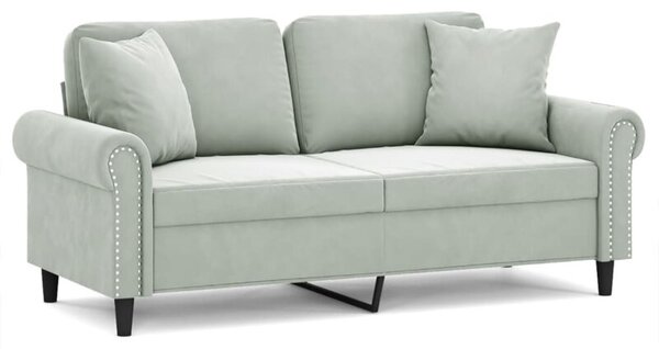 Sofa 2-osobowa z poduszkami, jasnoszara, 140 cm, aksamit