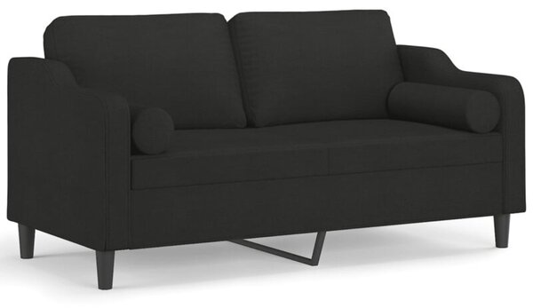 Sofa 2-osobowa z poduszkami, czarna, 140 cm, tkanina
