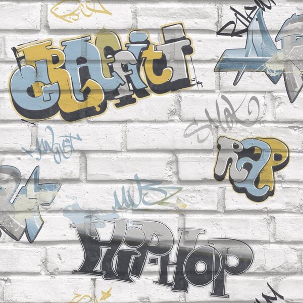 Noordwand Urban Friends & Coffee Tapeta w graffiti, szaro-niebieska