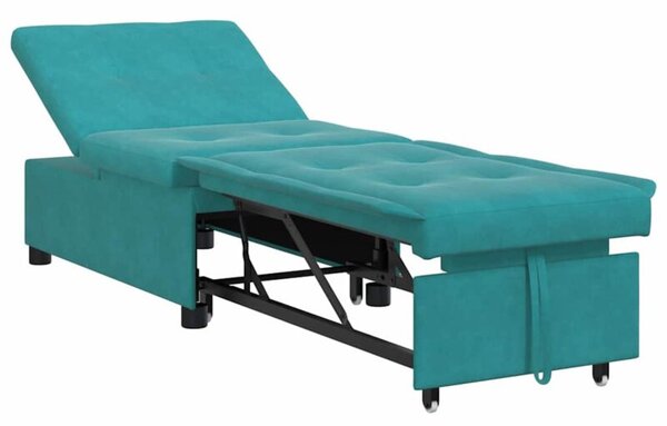 Nowoczesna sofa z funkcjÄ spania w kolorze turkusowym z aksamitnym wykoÅczeniem