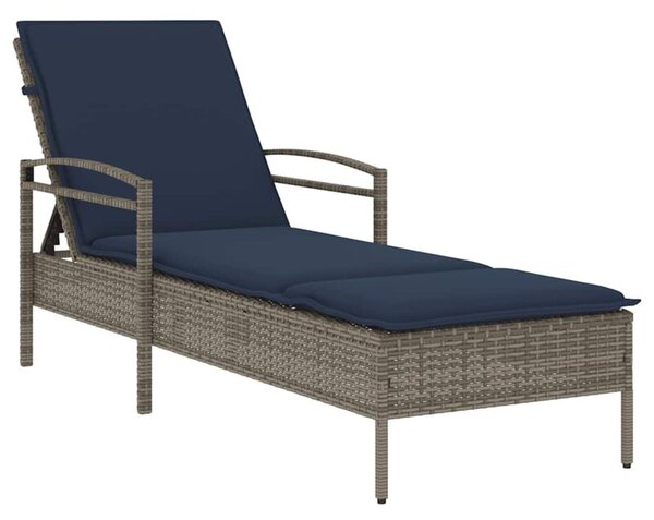 Leżak z poduszką szary 63x200x81 cm polirattan (tylko usa)