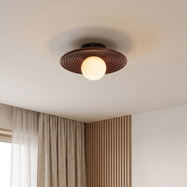 Lampa sufitowa retro brązowa z opalowym szkłem - Lila