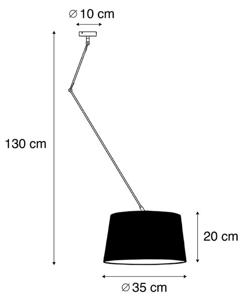 Stalowa lampa wisząca z białym abażurem lnianym 35 cm - Blitz