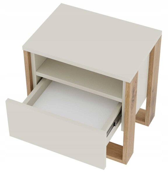 Stolik nocny "VERA" kaszmir, dąb artisan nóżki U
