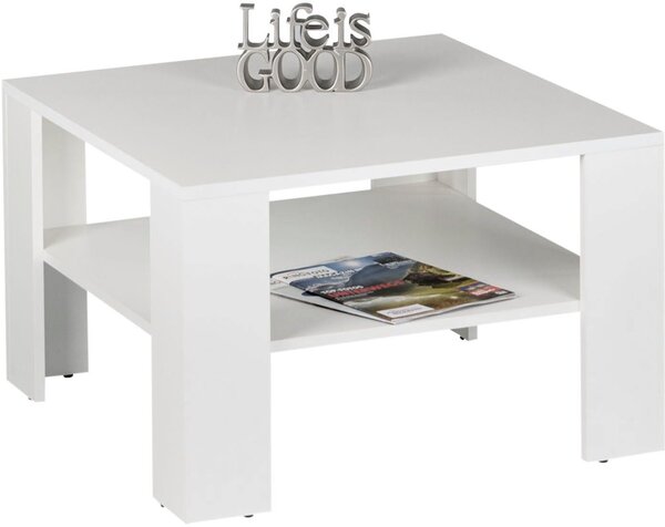 Biały matowy stolik kawowy w klasycznym stylu, 70 cm