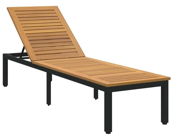 Leżak czarny 200 x 55 x 35 cm lite drewno akacji
