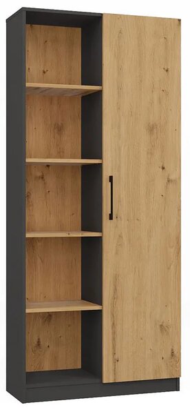 Wysoki regał na książki dąb artisan + antracyt M8-E24