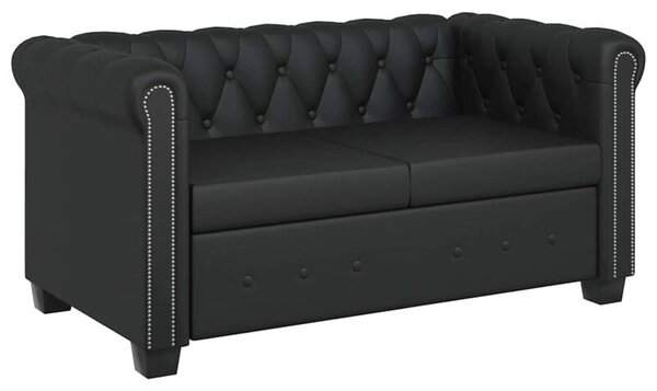 Sofa 2-osobowa w stylu chesterfield, sztuczna skÃ³ra, czarna