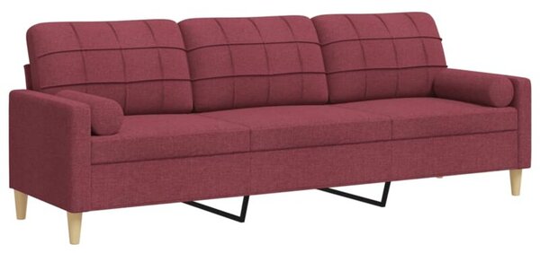 Sofa 3-osobowa z poduszkami, winna czerwieÅ, 210 cm, tkanina
