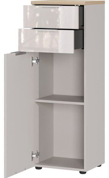 Kremowa wysoka/wąska szafka łazienkowa z połyskiem 39x112 cm Tavira – Germania