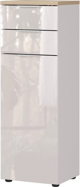Kremowa wysoka/wąska szafka łazienkowa z połyskiem 39x112 cm Tavira – Germania
