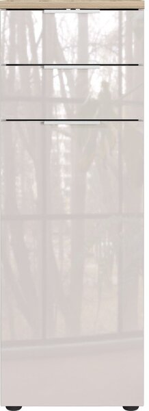 Kremowa wysoka/wąska szafka łazienkowa z połyskiem 39x112 cm Tavira – Germania