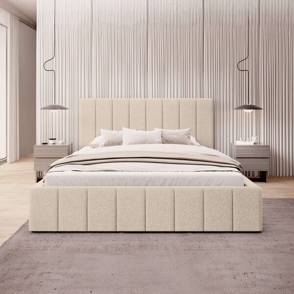 MebleMWM Łóżko tapicerowane SF1069 | 160x200 | Boucle | Beż