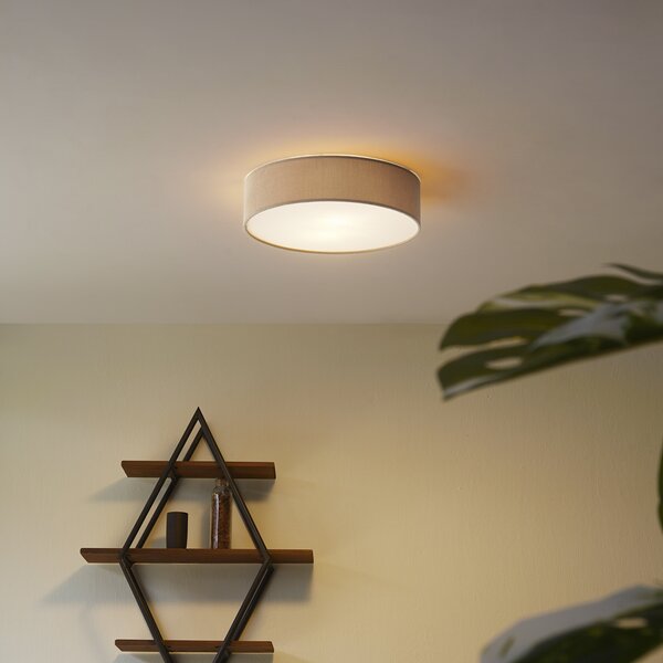 Nowoczesna lampa sufitowa taupe z aksamitnym abażurem 38 cm 2-źródła światła - Luz