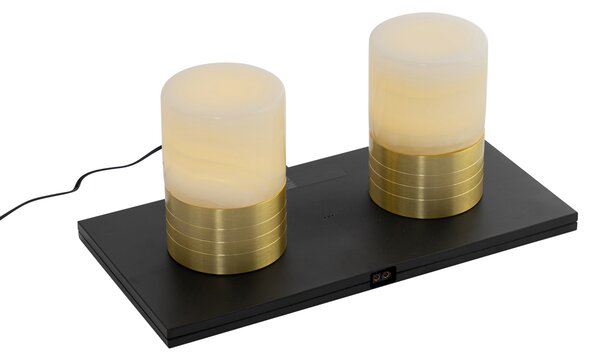 Zestaw 2 akumulatorowych złotych lamp stołowych RGBW - Alessia