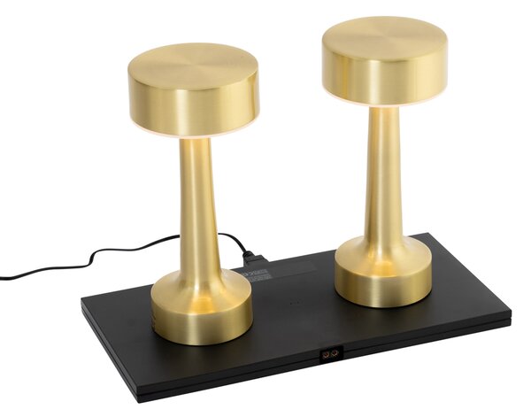 Zestaw 2 złotych lamp stołowych RGBW z akumulatorem - Isobel