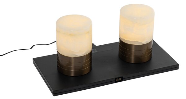 Zestaw 2 lamp stołowych ciemny brąz RGBW ładowanych akumulatorowo - Alessia