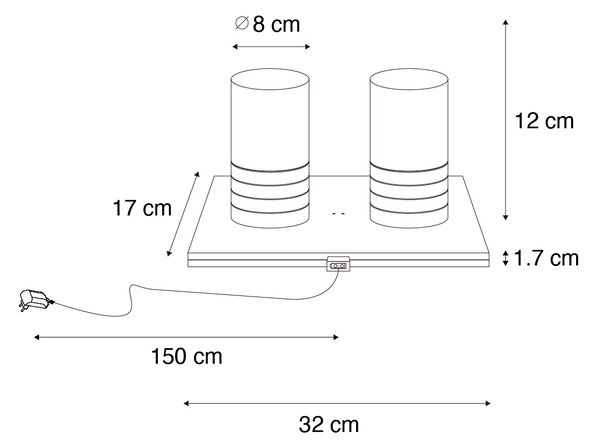 Zestaw 2 akumulatorowych złotych lamp stołowych RGBW - Alessia
