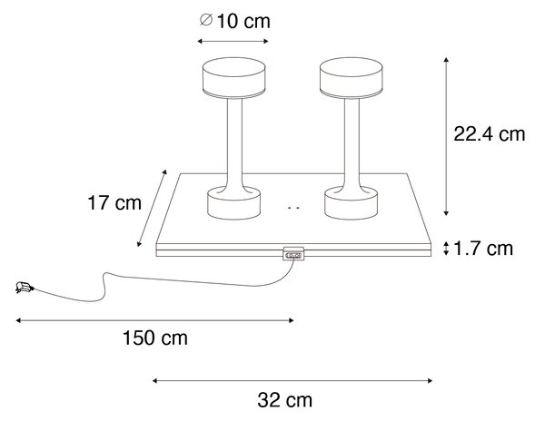Zestaw 2 złotych lamp stołowych RGBW z akumulatorem - Isobel