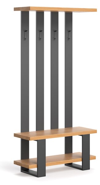 Wieszak industrialny Mount z litego drewna Olcha 70 cm
