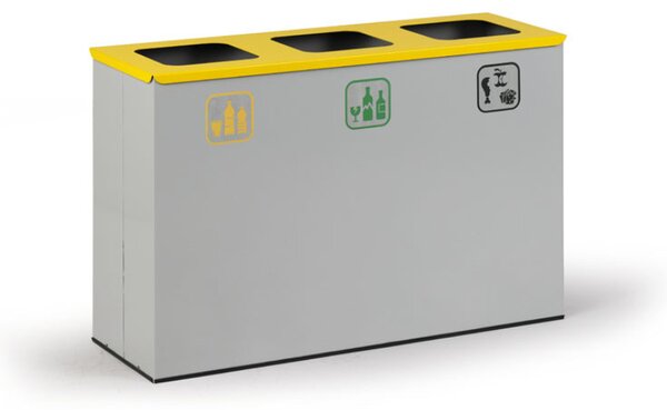Wewnętrzny kosz do segregacji śmieci, stojak na worki, szary/żółty, 3x 42 l