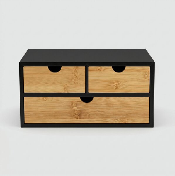 Bambusowy organizer na biurko HEGO, 16 cm, 3 szufladkowy