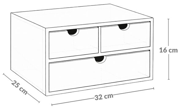Bambusowy organizer na biurko HEGO, 16 cm, 3 szufladkowy