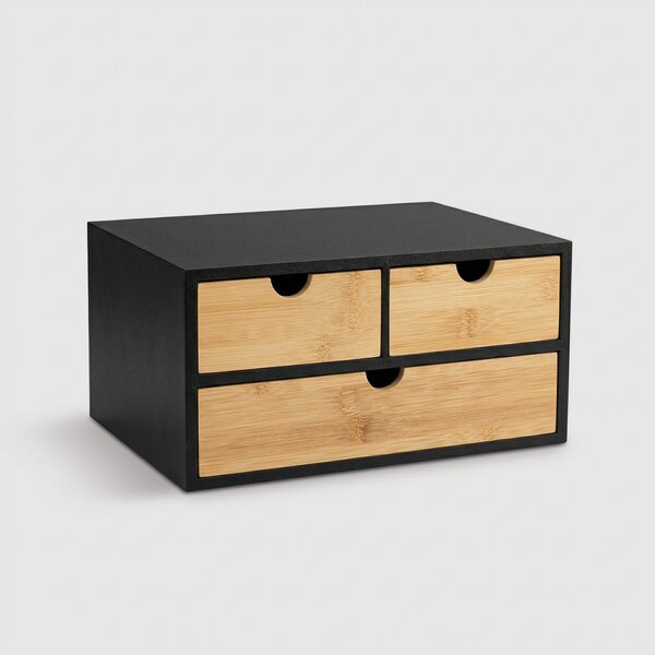 Bambusowy organizer na biurko HEGO, 16 cm, 3 szufladkowy