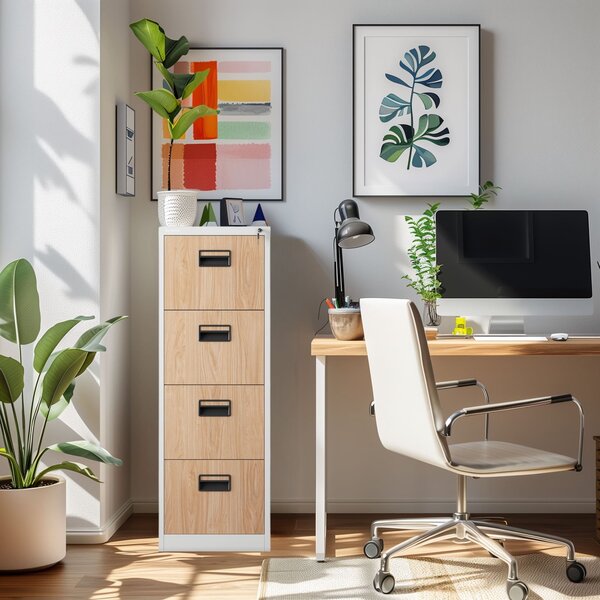 Szafka kartotekowa Eco Design Sara V4, 46x62x132 cm, biały/dąb sonoma