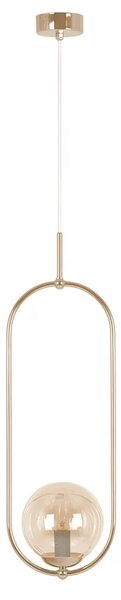 Złota nowoczesna lampa wisząca z bursztynowym kloszem - A668 D6-W83