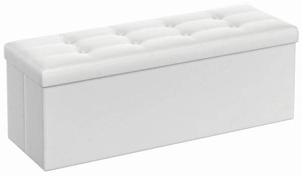 Biała pufa skórzana z guzikami C1-P37