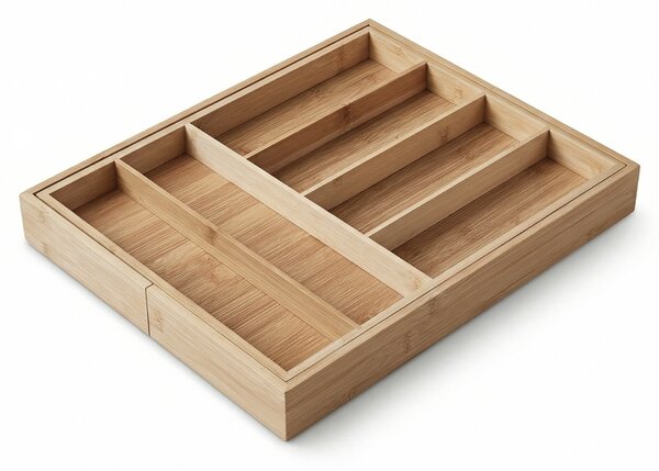 Rozkładany organizer na sztućce VARIO, 53 x 33-43 cm, bambus