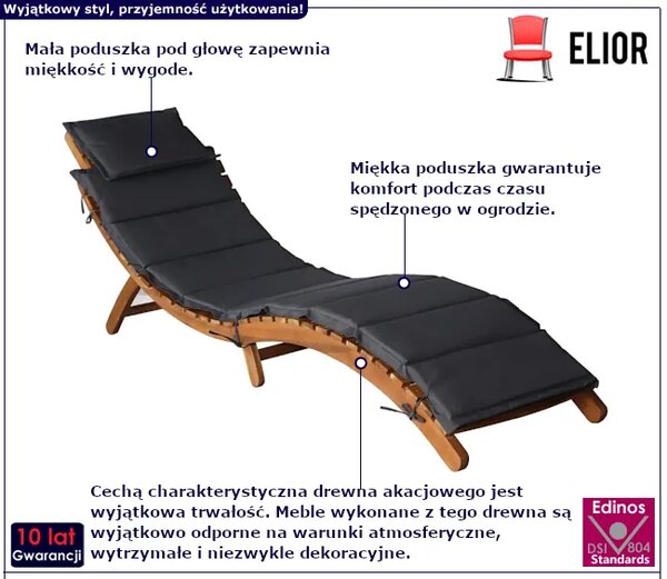 Leżak z ciemnoszarą poduszką F4-F30