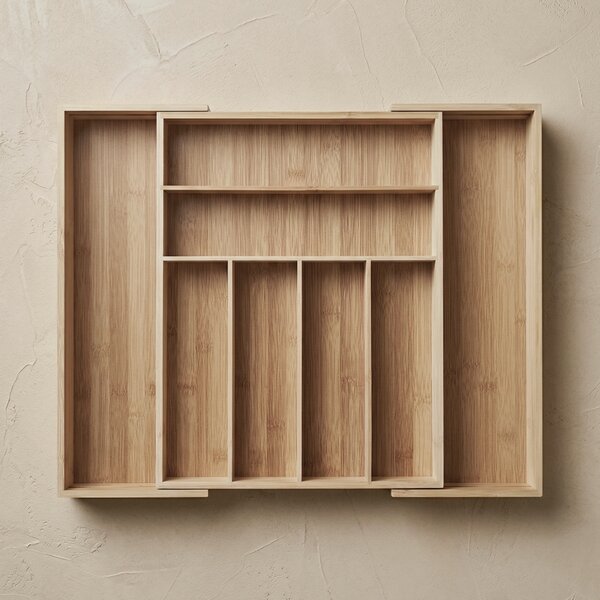 Rozkładany organizer na sztućce VARIO, 53 x 33-43 cm, bambus