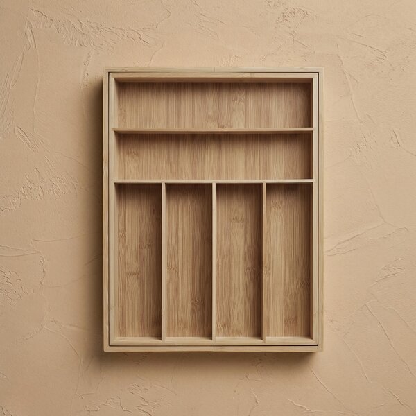 Rozkładany organizer na sztućce VARIO, 53 x 33-43 cm, bambus