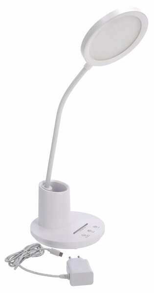 Biała lampka dotykowa LED z przybornikiem - T9-B01