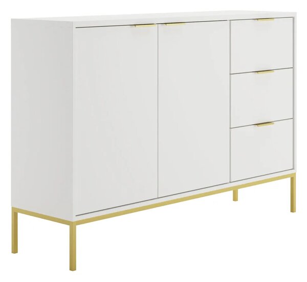Komoda w stylu glamour z 3 szufladami biały + złoty A9-H38