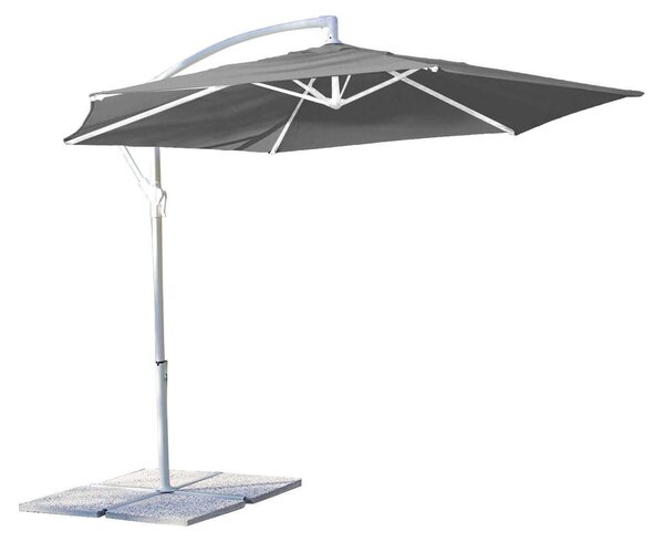 Parasol ogrodowy o rednicy 3 m, ze stalowym supkiem bocznym, model Norma – biao-szary