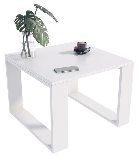 Biała kwadratowa minimalistyczna ława kawowa T8-C61