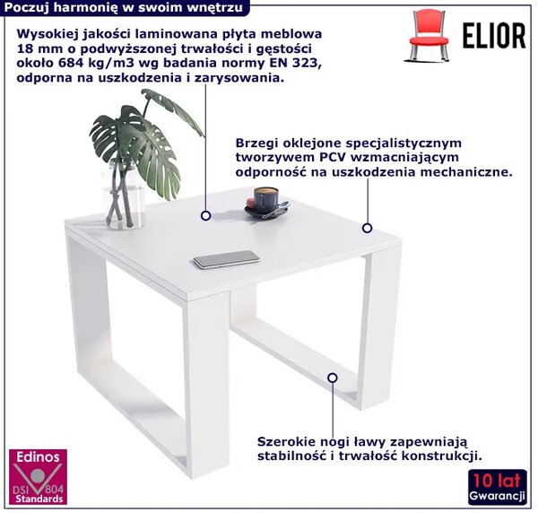 Biała kwadratowa minimalistyczna ława kawowa T8-C61