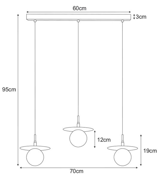 Nowoczesna lampa wisząca z 3 ruchomymi kloszami 10X A703 M1-L91